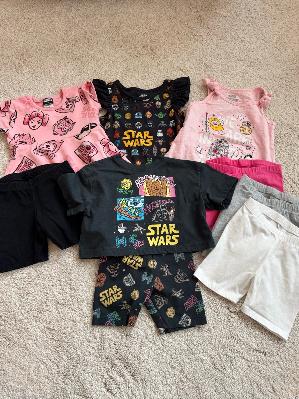 2T Star Wars Disney Bundle 2 Dresses 2 Tops 5 Shorts
